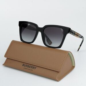 NEW Burberry BE4335 39298G Black Grey Square Women Sunglasses BE 4335